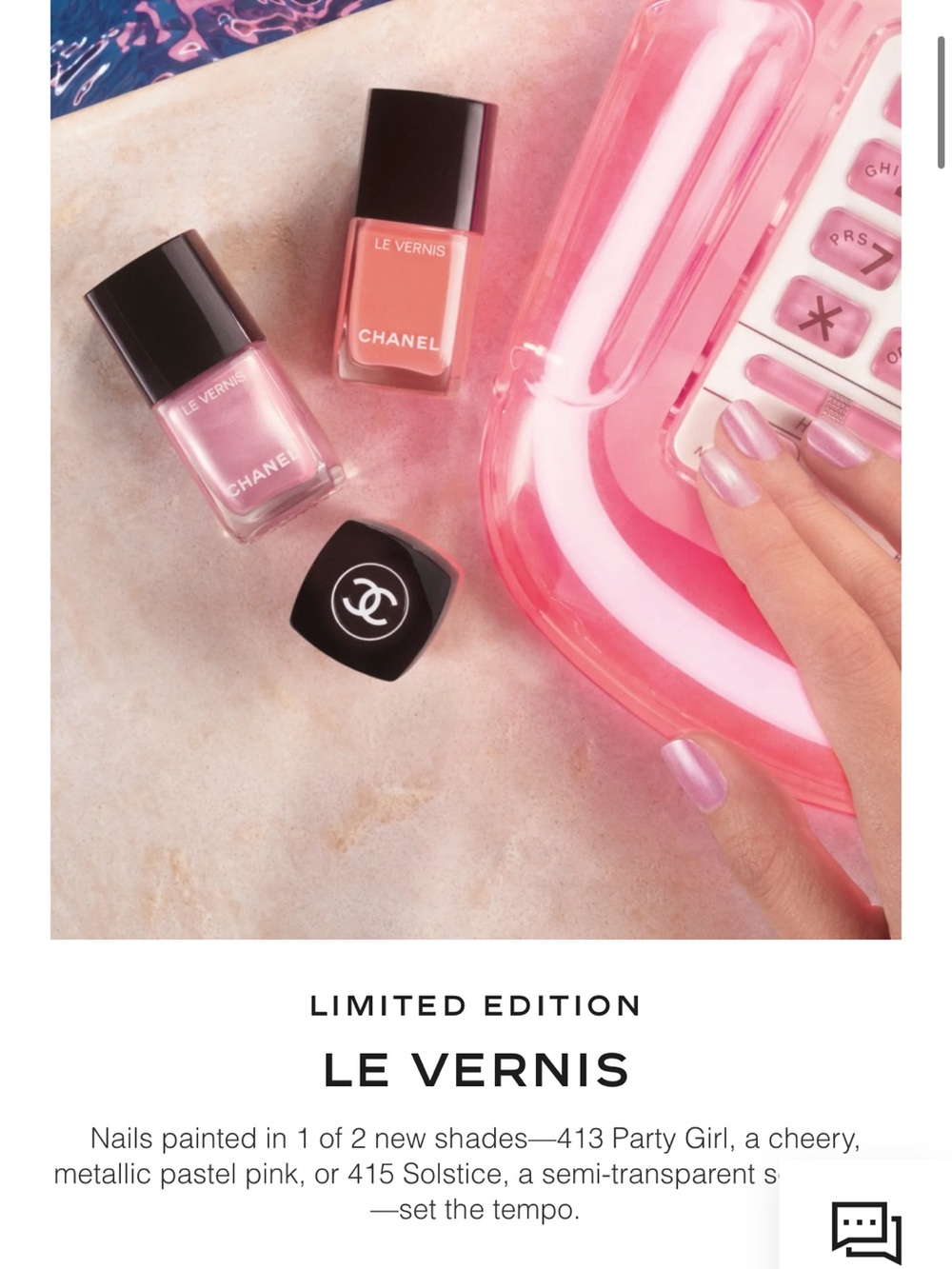 CHANEL Nail 413 party pink Limited Edition Chanel Le Vernis